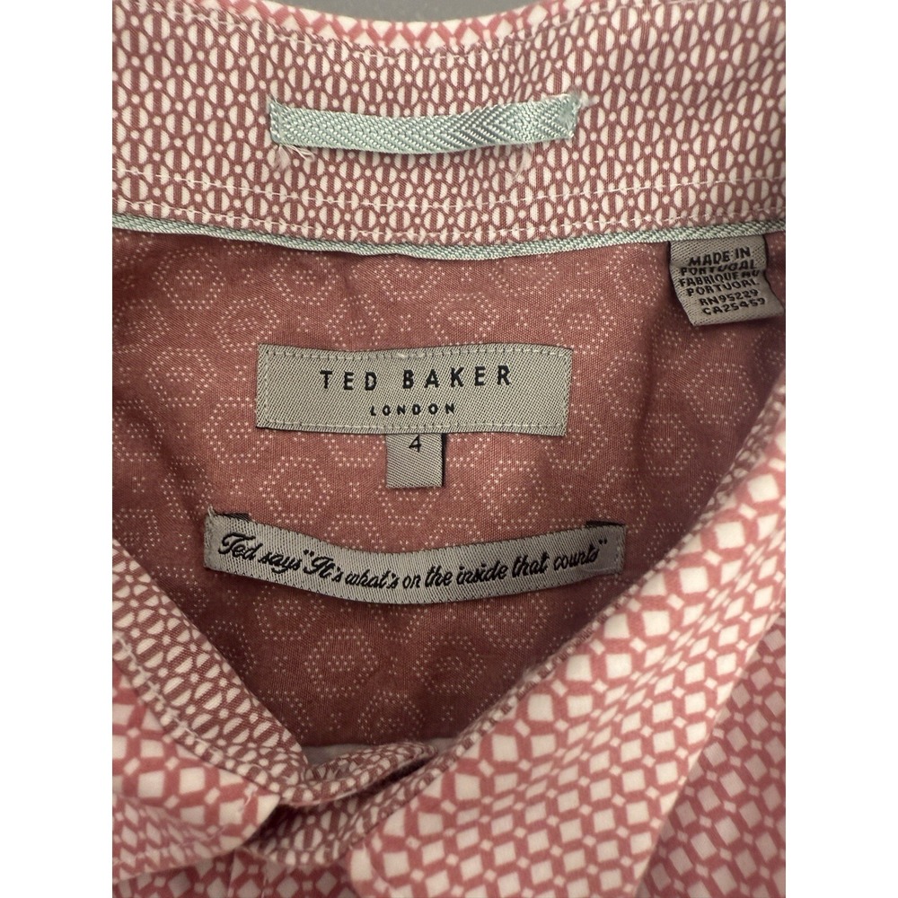 Ted Baker Mens Shirt Size 4 Large Short Sleeve Button Down Pocket Old Money#14 - Picture 8 of 12